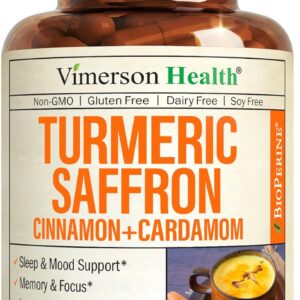 Saffron Supplements – 89mg Saffron Extract, 1000mg Turmeric Curcumin, Ceylon Cinnamon & Cardamom – Daily Mood, Joint & Metabolic Support – Joint Supplements for Women & Men – 60 Capsules