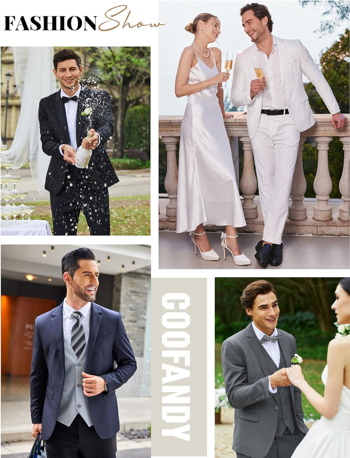 COOFANDY Men's 2 Piece Suits Classic Fit 2 Button Dress Suits Tuxedo Jacket Blazer for Wedding Business Dinner Prom - Image 6