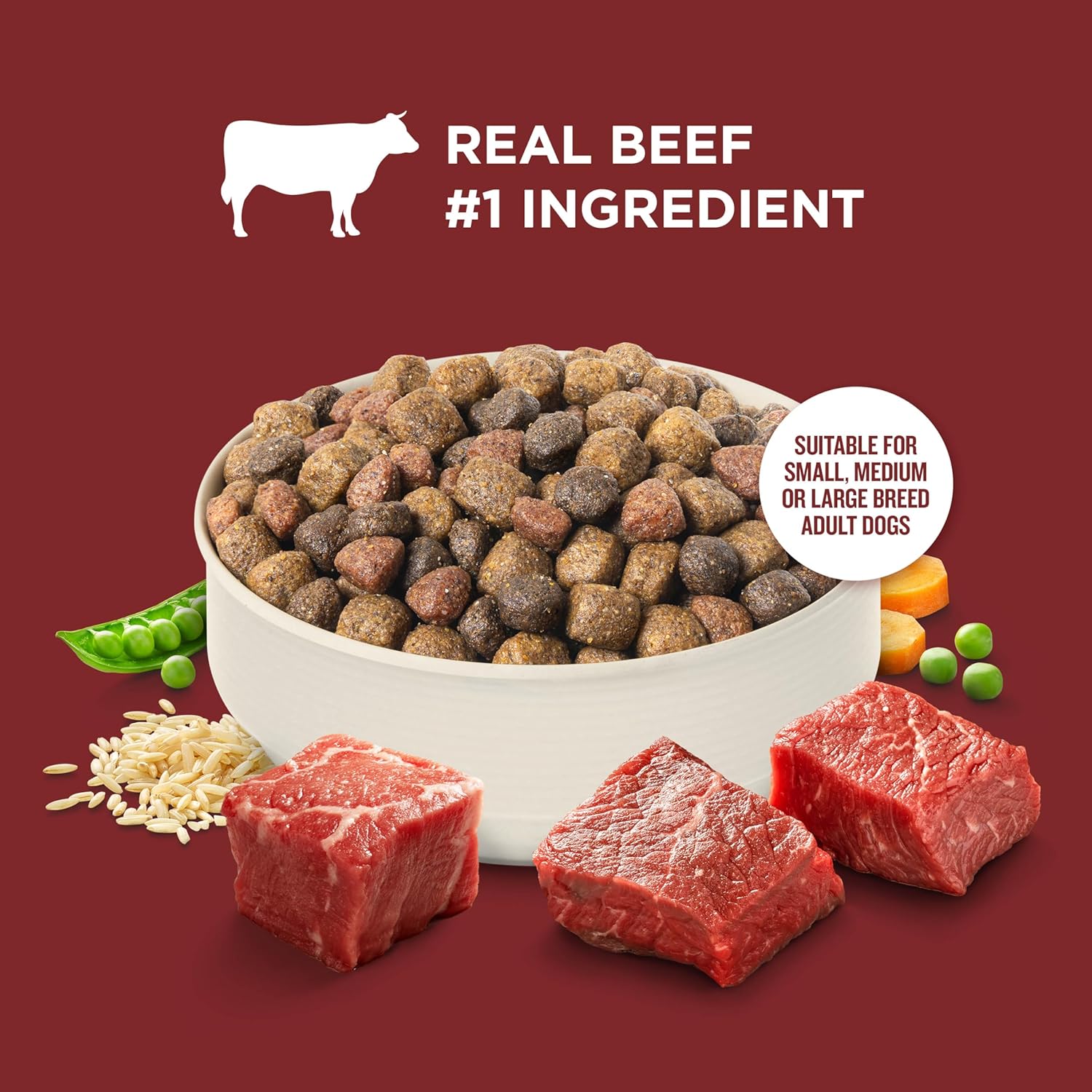 Nutrish Rachael Ray Adult Dry Dog Food Real Beef, Pea & Brown Rice Recipe, 40 lb. Bag (Packaging May Vary) - Image 4