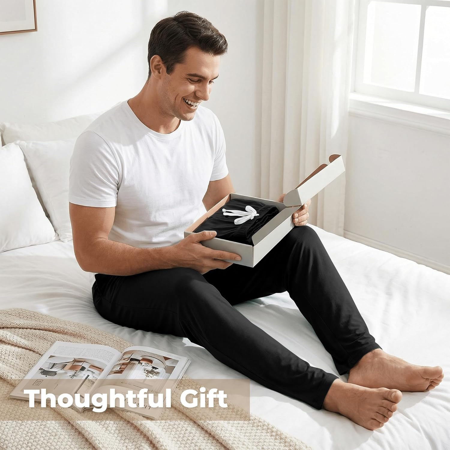 Mens Pajama Pants - Moisture Wicking Bamboo Viscose Cotton Soft Cooling Sleep Bottoms for Home & Lounge - Image 5