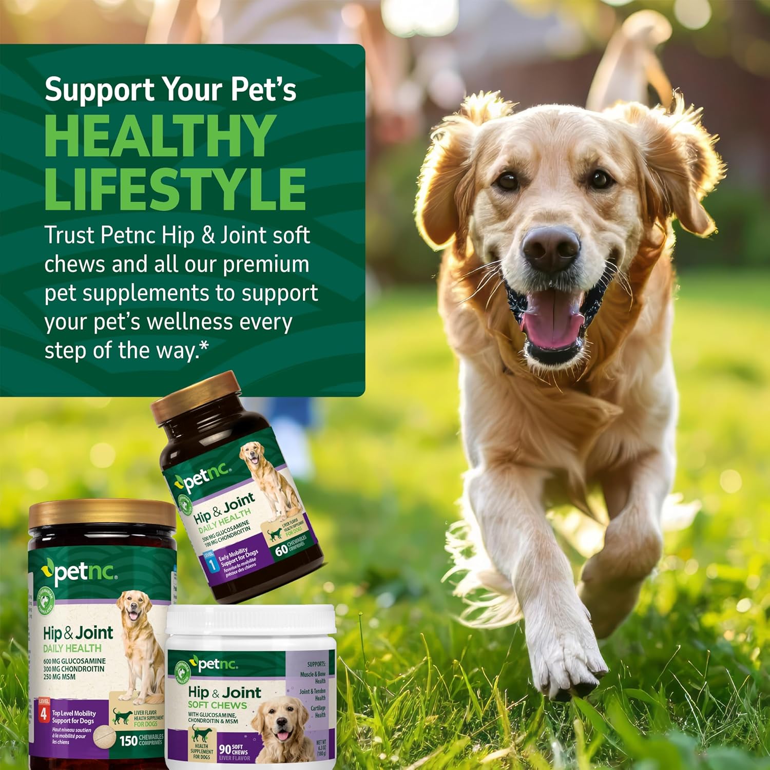 Petnc Hip & Joint Health Supplement for Dogs (90 Chews), Glucosamine Chondroitin MSM Dog Chews with Hyaluronic Acid, Liver Flavored Bone & Joint Support Supplement, For All Breeds - Image 7