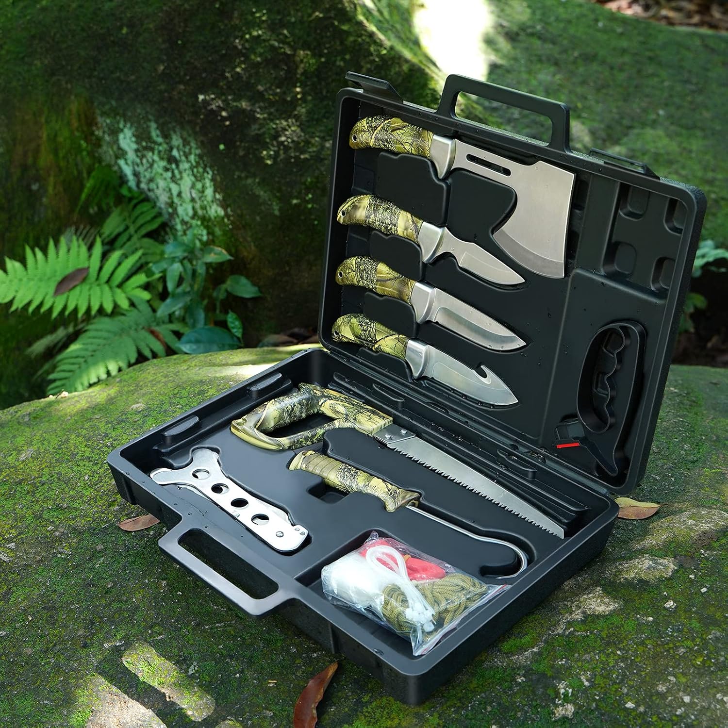 GVDV Hunting Knife Set - Deer Field Dressing Kit, Game Processor Set With Gut Hook Skinner, Spreader, Gloves - 14 Pieces Hunting Knives for Men for Christmas Presents - Image 7