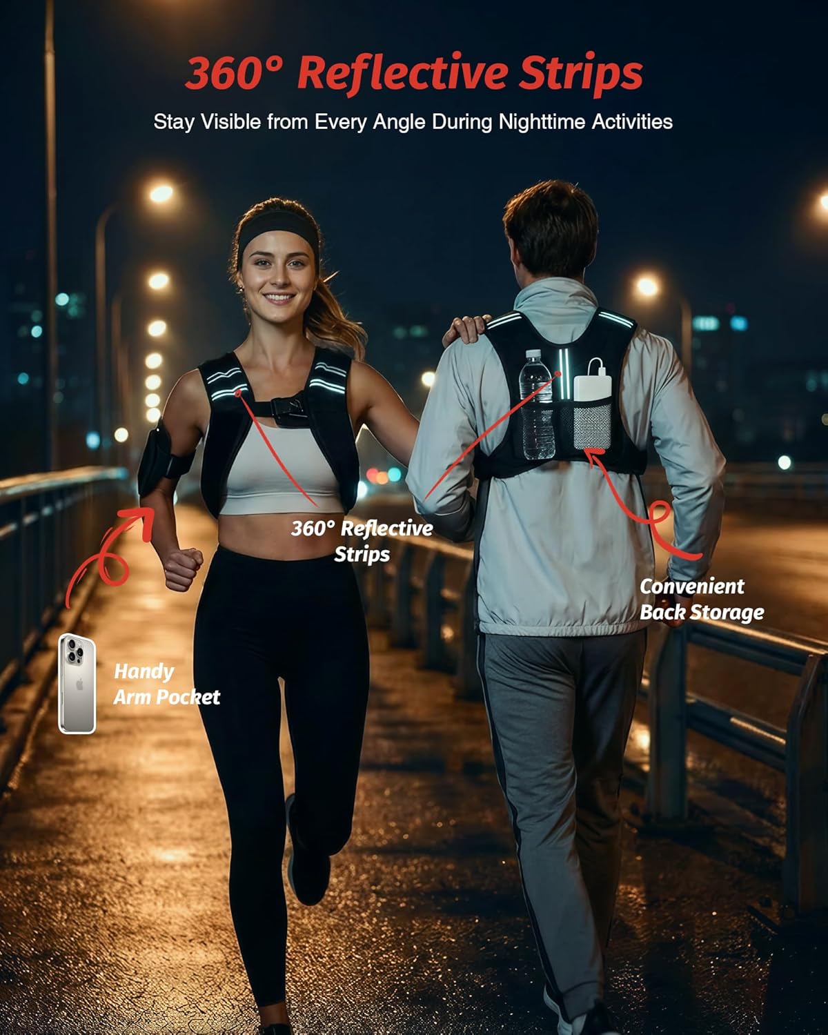ZELUS Weighted Vest, 6lb/8lb/12lb/16lb/20lb/25lb/30lb Weight Vest with Reflective Stripe for Workout, Strength Training, Running, Fitness, Muscle Building, Weight Loss, Weightlifting - Image 6