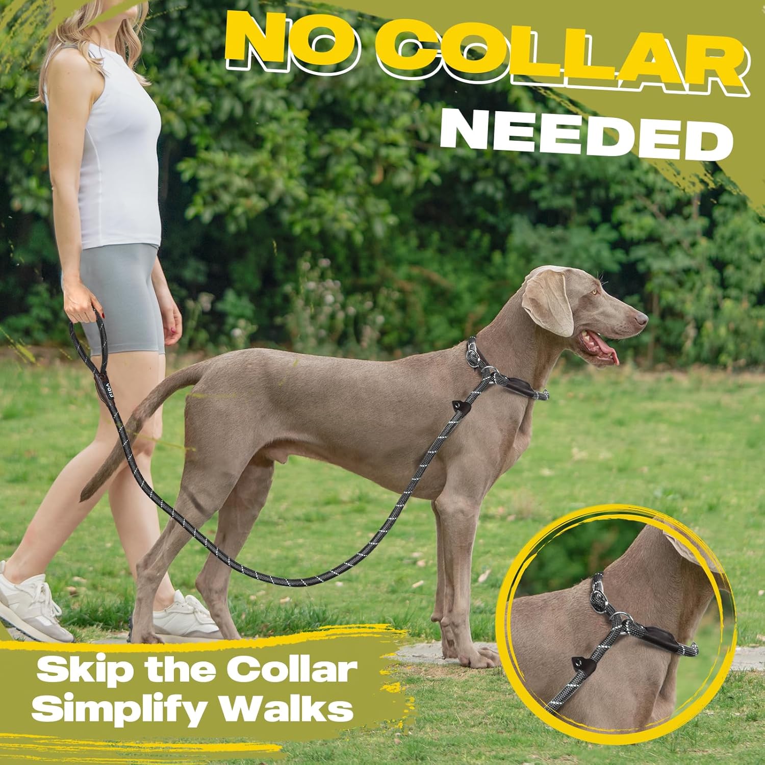 Fida Durable Slip Lead Dog Leash, 6 FT x 1/2" Heavy Duty Dog Loop Leashes, Comfortable Strong Rope Slip Leash for Large Medium Dogs, No Pull Pet Training Lead with Highly Reflective(1/2", Black) - Image 5