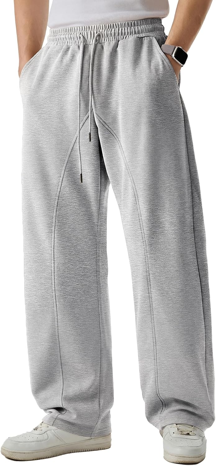 JMIERR Men's Casual Baggy Pants Wide Leg Travel Pants Streetwear Joggers with Pockets