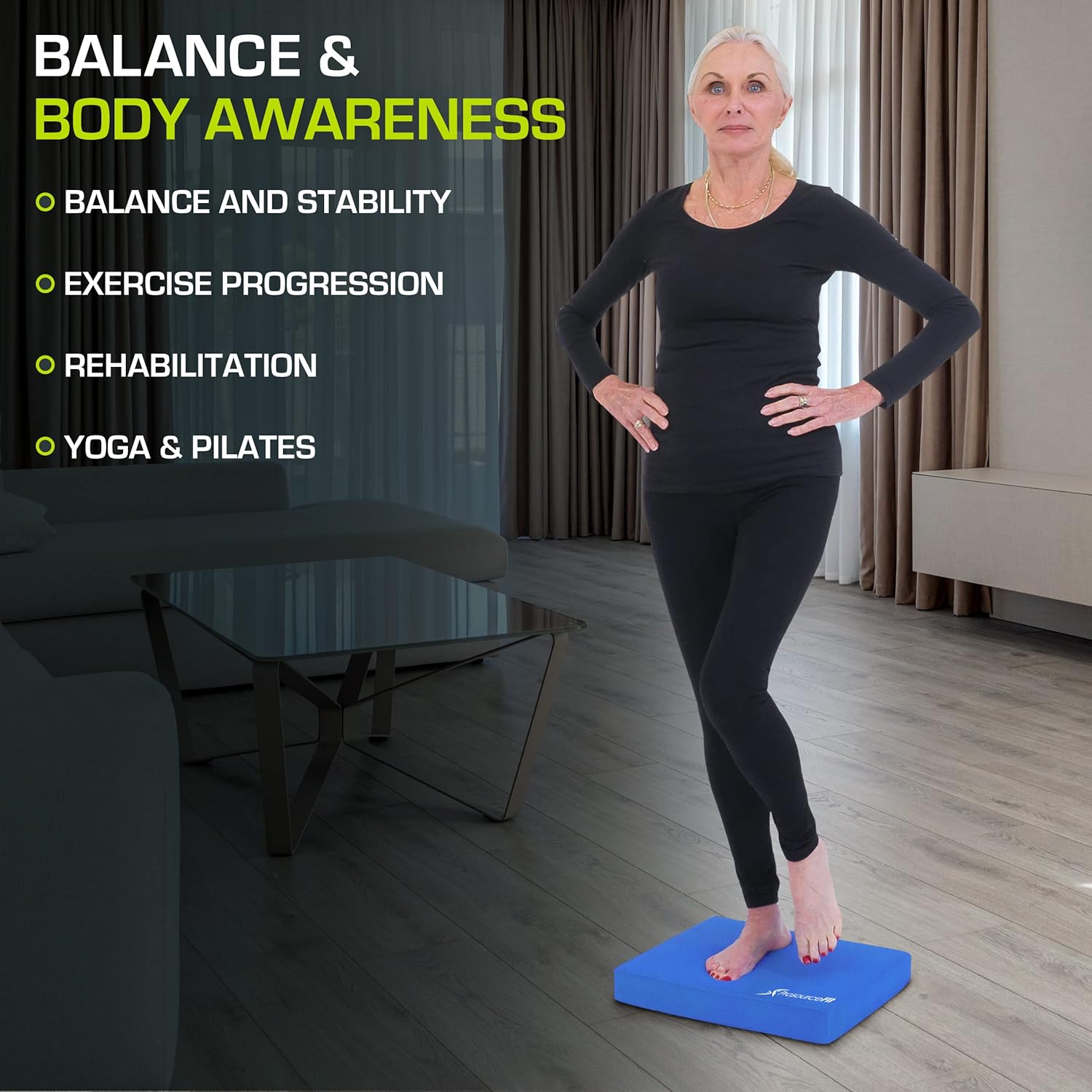 ProsourceFit Exercise Balance Pad, Non-Slip Cushioned Foam Mat & Knee Pad for Fitness and Stability Training, Yoga, Physical Therapy - Image 6