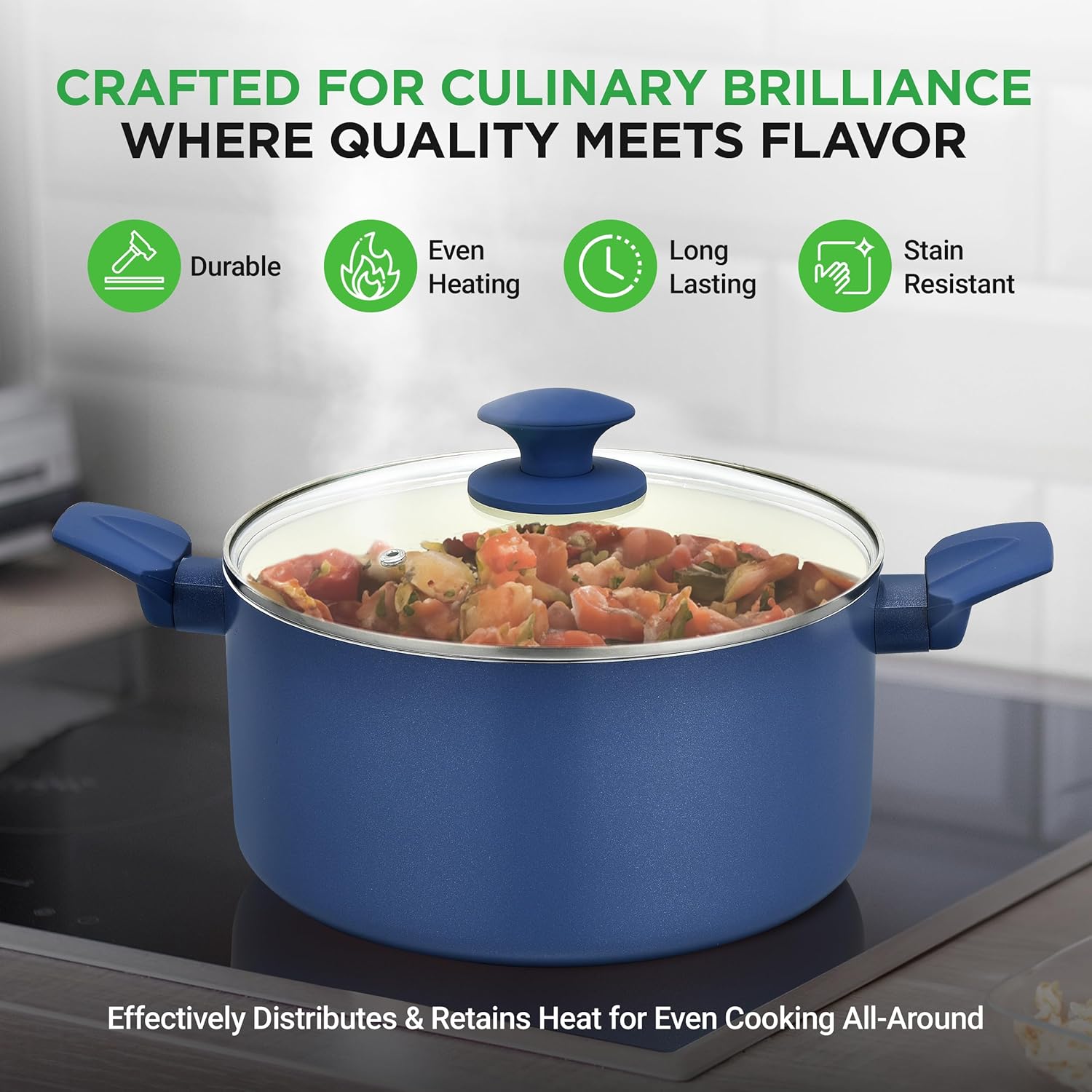 Nutrichef 54 Piece Professional Grade Complete Home Kitchen Cookware Set, Ceramic Non-Stick Bakeware, Pot and Pans Kit, Cool-Touch Handles, Safe for Gas, Electric, Induction Cooktops, Easy Clean - Image 4