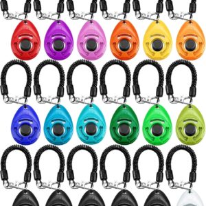 Frienda 18 Pieces Dog Training Clicker, Pet Behavioral Training Clickers with Wrist Strap for Dogs Cats Puppy Birds Horses(Multicolor)