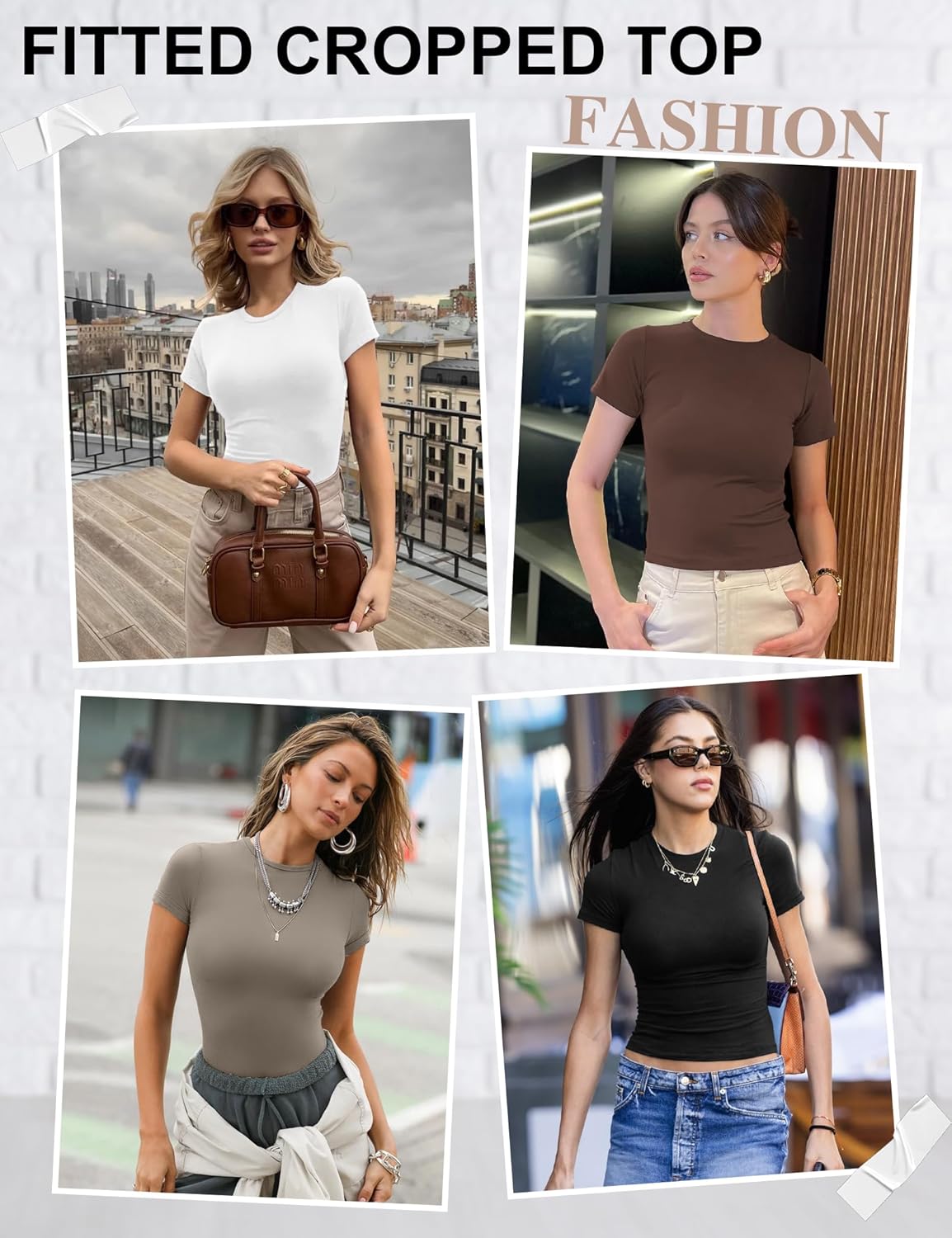 1/4 Pack Basic Tees T Shirts for Women Workout Gym Compression Fitted Short Sleeve Plain T Shirts Crop Tops Y2K - Image 6