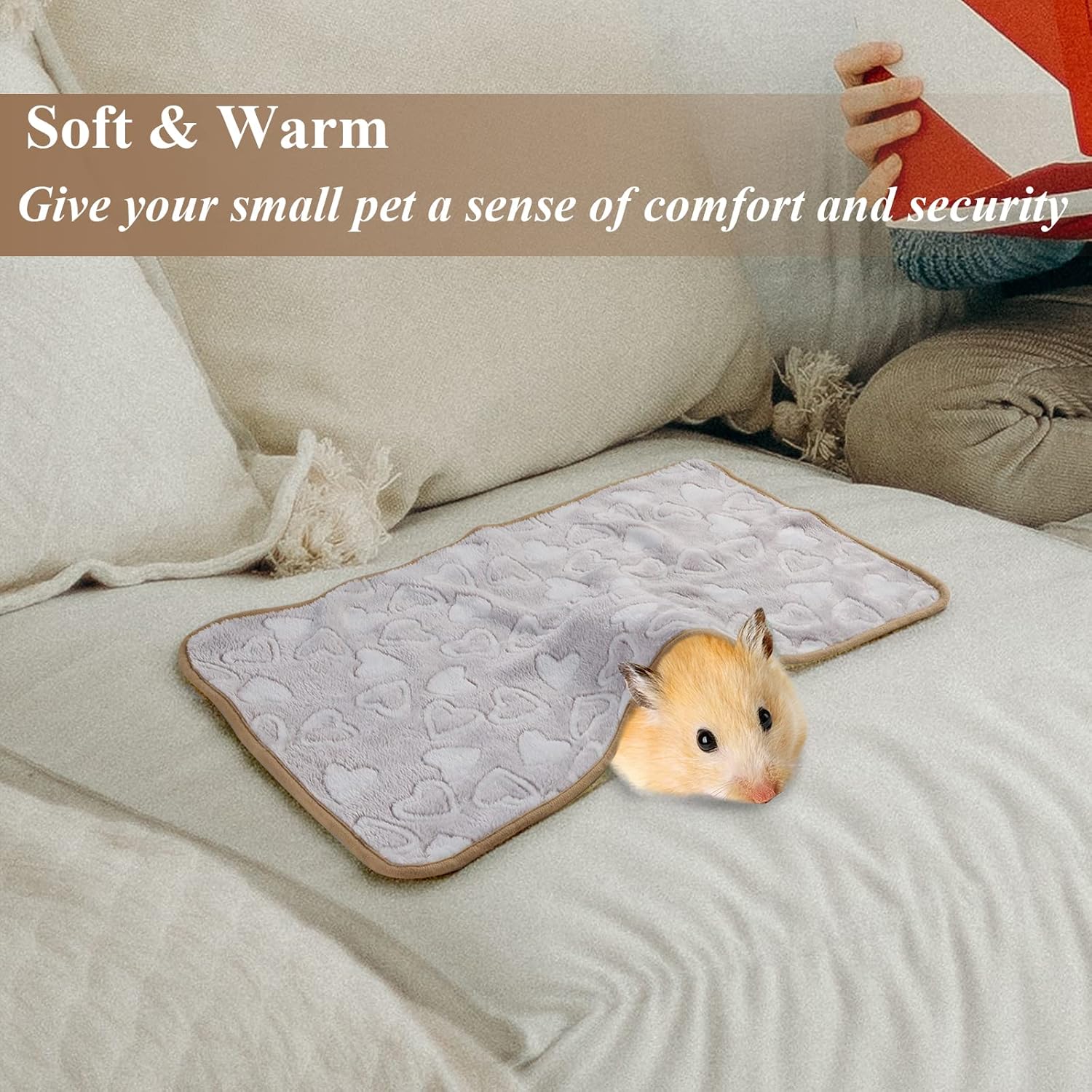 Grddaef Guinea Pig Fleece Blankets 6 Pieces Waterproof & Washable Small Animal Cage Liners Sleep Mat Bedding Pad for Hamster Chinchilla Rabbit Hedgehog (S-7.9 x 7.9 Inch) - Image 3