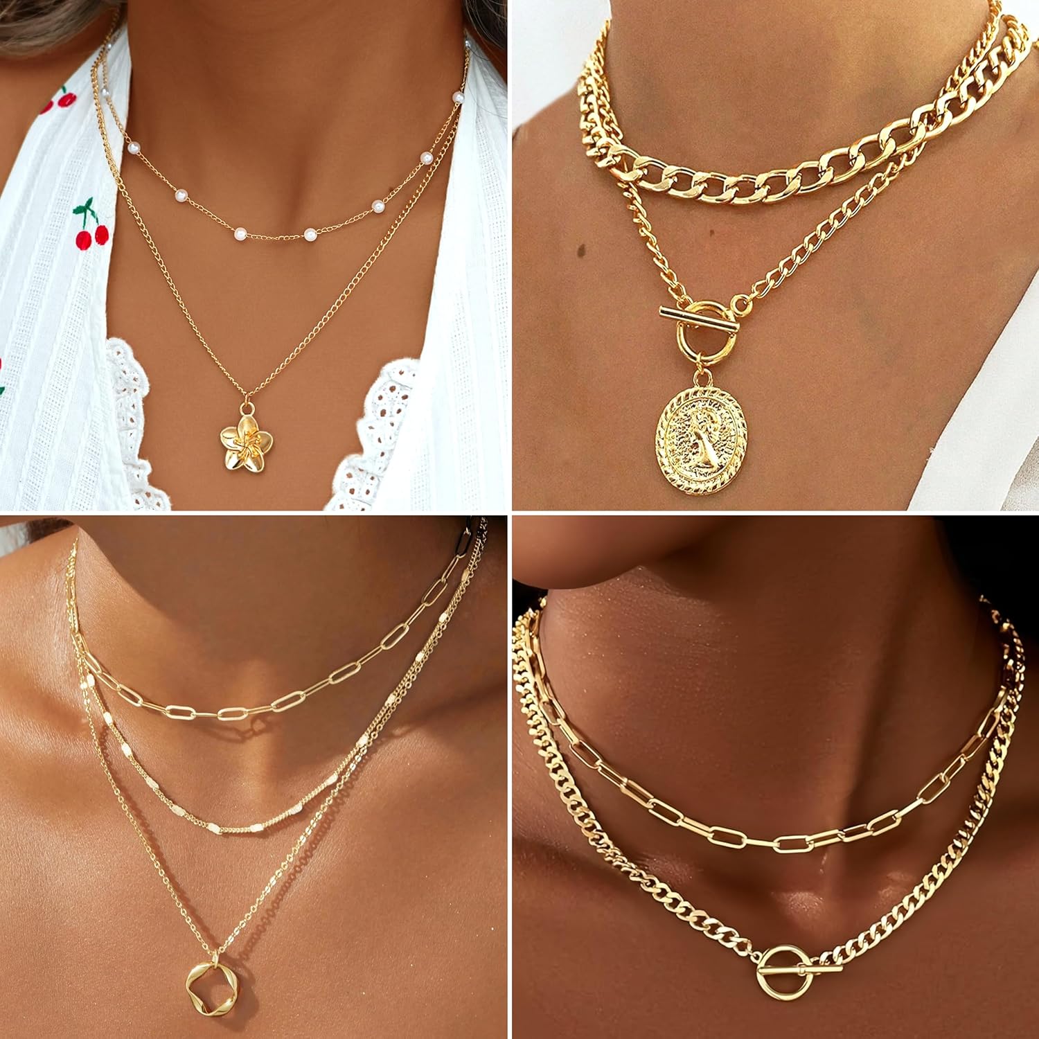 17 MILE 78 Pieces Gold Jewelry Set for Women, 9 Necklace, 24 Bracelet, 22 Earrings, 23 Knuckle Rings Gold Plated Jewerly set for Women Gift - Image 2