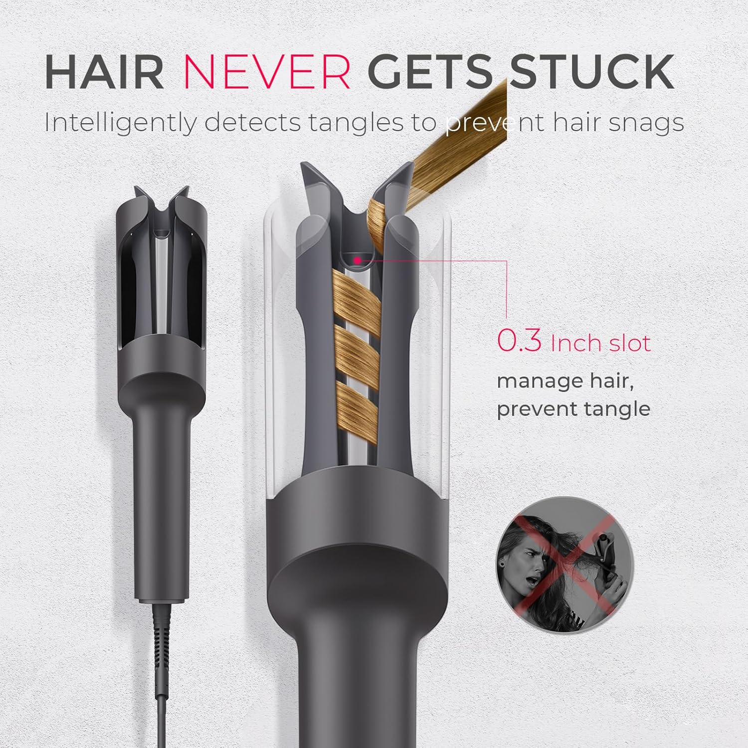 TYMO Automatic Rotating Curling Iron - TYMO CURLPRO Beach Waves Curling Wand, Portable Hair Curler, 500 Million Ionic, Dual Voltage & Lightweight for Travel, Ceramic Coating, 1 Inch, Metallic Gray - Image 4
