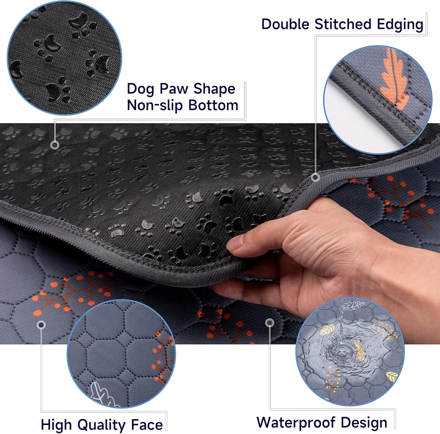 Sunheir Washable Pee Pads for Dogs , Thick Heavy Absorbency Reusable, Prevent Leakage, Waterproof , Non-Slip Pee Pads for Puppy Playpen, Crate, Whelping Box, Potty Training, Grey, 2 packs - Image 2