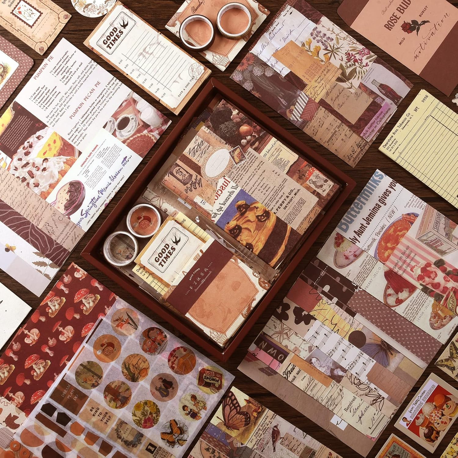 Scrapbook Supplies Kit, Vintage Junk journaling Supplies, Scrapbooking Kit with Aesthetic Ephemera Stickers, Stationary Set, Bullet Journaling Kit, Collage Craft Supplies Gift for Adults Women Starter - Image 3