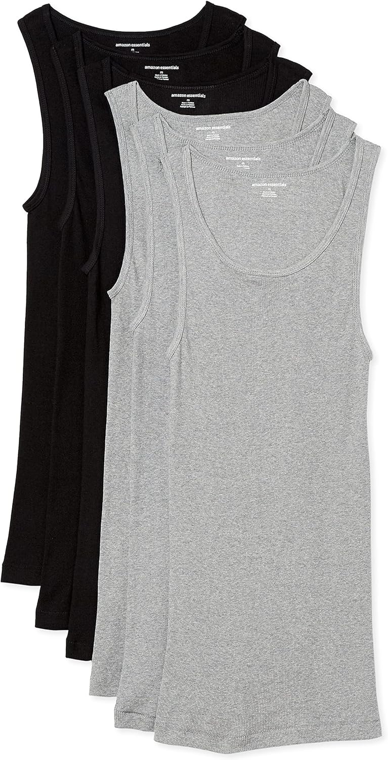 Amazon Essentials Men's Slim Fit Breathable Cotton Tank Undershirts, Pack of 6