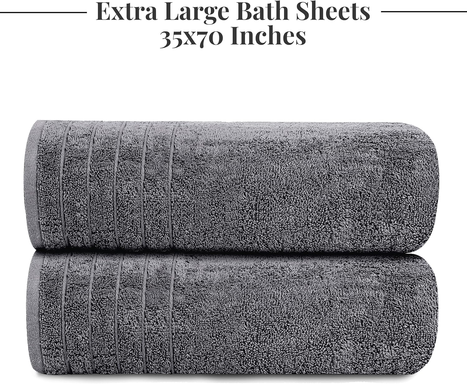 Tens Towels Pack of 2 Extra Large Bath Sheets 35 x 70 Inches, 100% Cotton, Larger & Lighter Weight, Quicker to Dry, Super Soft & Absorbent, Oversized Bath Towels, Dark Grey - Image 4