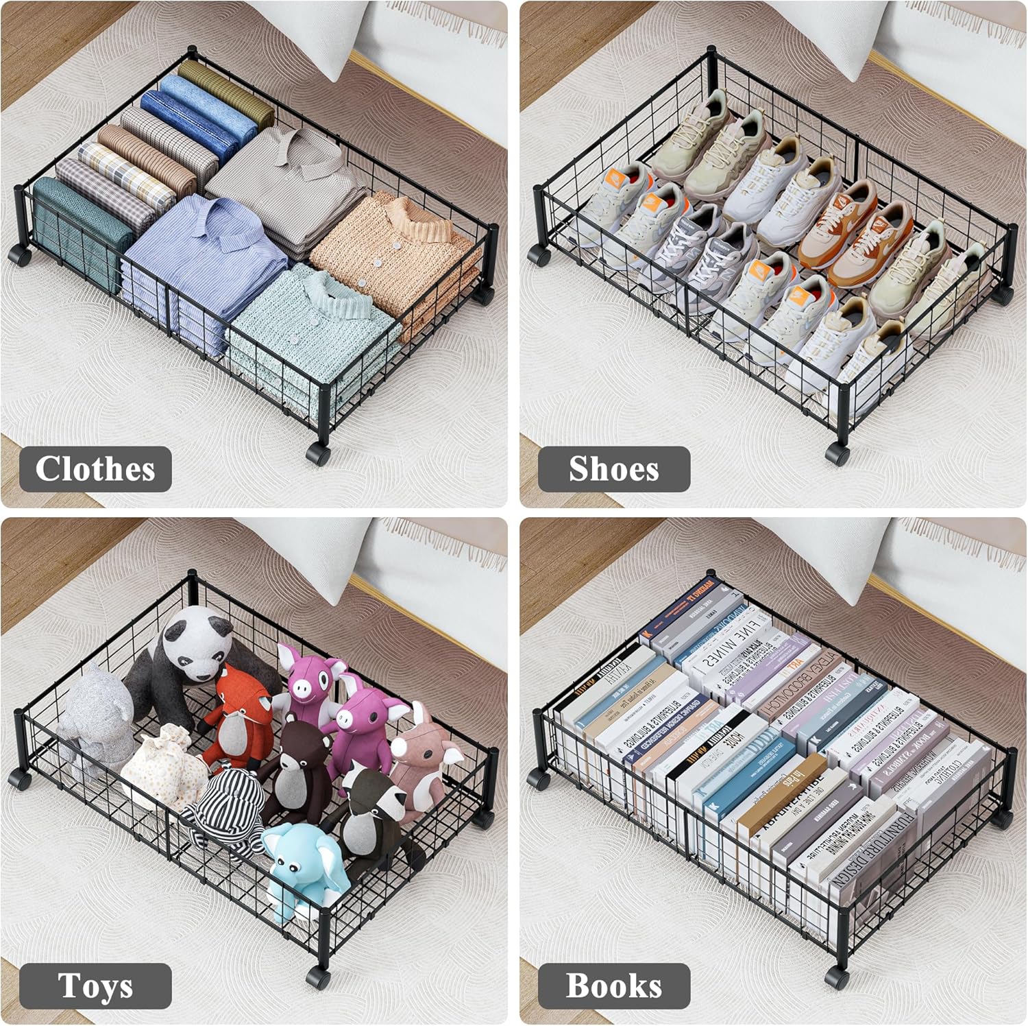 Hleelomi Under Bed Storage with Wheels, 360° Rotating, No-Assembly Underbed Storage Containers, 2PACK - Image 6