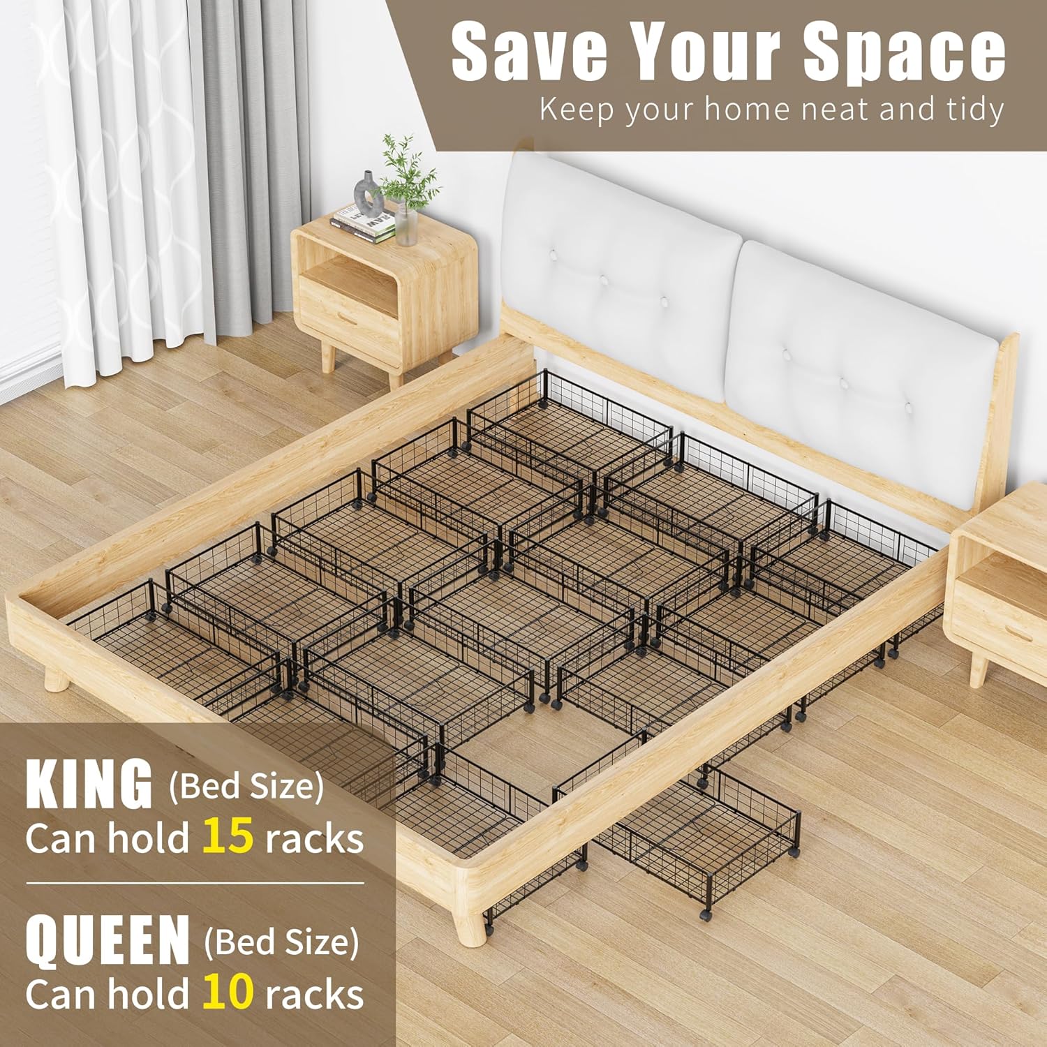 Hleelomi Under Bed Storage with Wheels, 360° Rotating, No-Assembly Underbed Storage Containers, 2PACK - Image 7