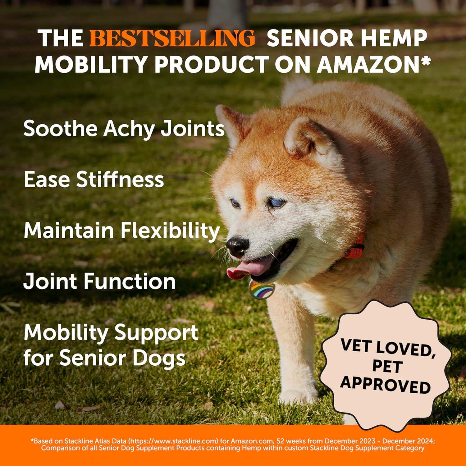 Senior Hemp Hip and Joint Supplement for Dogs - Glucosamine Chondroitin, MSM & Green Lipped Mussel - Relief for Joint Stiffness, Advanced Strength Mobility Support for Senior Dogs (Chicken, 90 Ct) - Image 2