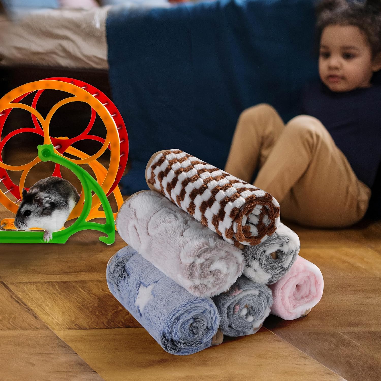 Grddaef Guinea Pig Fleece Blankets 6 Pieces Waterproof & Washable Small Animal Cage Liners Sleep Mat Bedding Pad for Hamster Chinchilla Rabbit Hedgehog (S-7.9 x 7.9 Inch) - Image 5