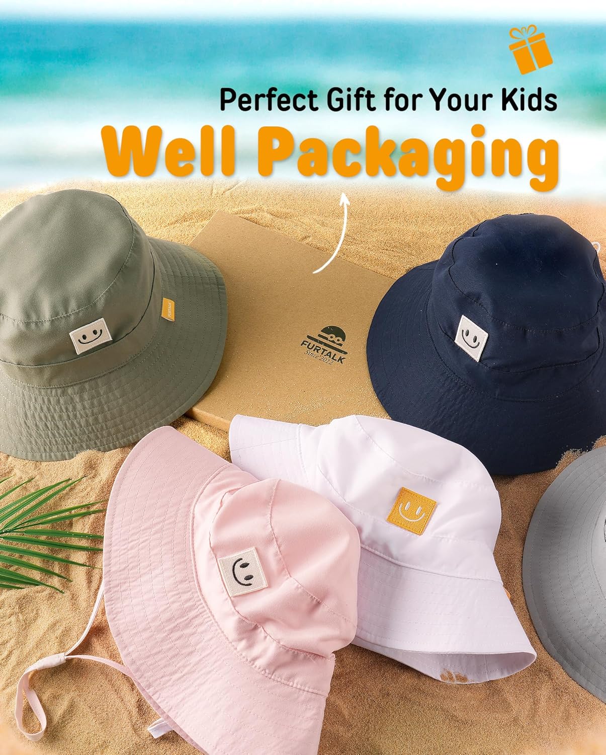 FURTALK Baby Sun Hat Smile Face Toddler Boys Girls Bucket Hat 0-5 Years Kids UPF 50+ Sun Protection Summer Hats - Image 6