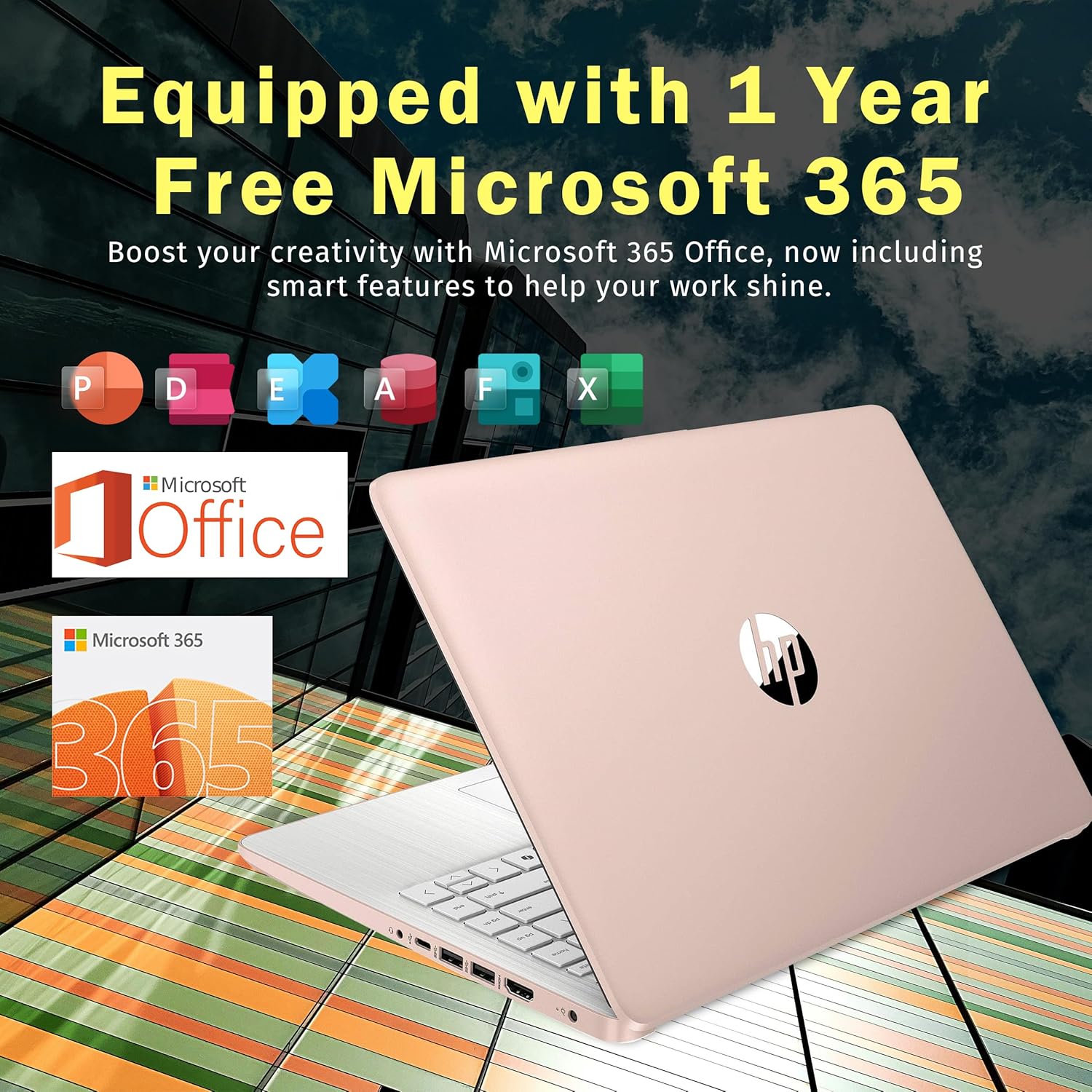 HP Stream 14" HD BrightView Laptop, Intel Celeron N150, 16GB RAM, 288GB Storage (128GB UFS + 160GB Docking Station Set), Intel UHD Graphics, 720p Webcam, Wi-Fi, 1 Year Office 365, Win 11 S, Gold - Image 6