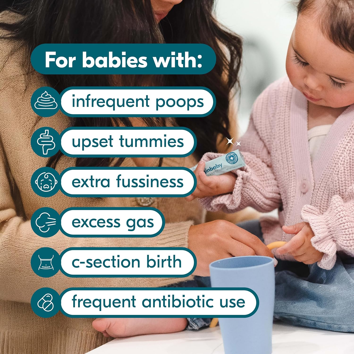 Begin Health BeginBaby Prebiotics and Probiotics for Infants 0-12 Months | Baby Formula Prebiotic + Probiotic Powder with 2'-FL HMO's & B. Infantis for Optimal Digestion | 28-Packs - Unflavored - Image 7