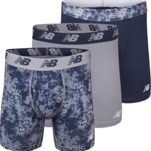 New Balance Men’s Performance Boxer Briefs with Fly, Breathable Stretch Underwear, Moisture Wicking, Soft Waistband (3 Pack)