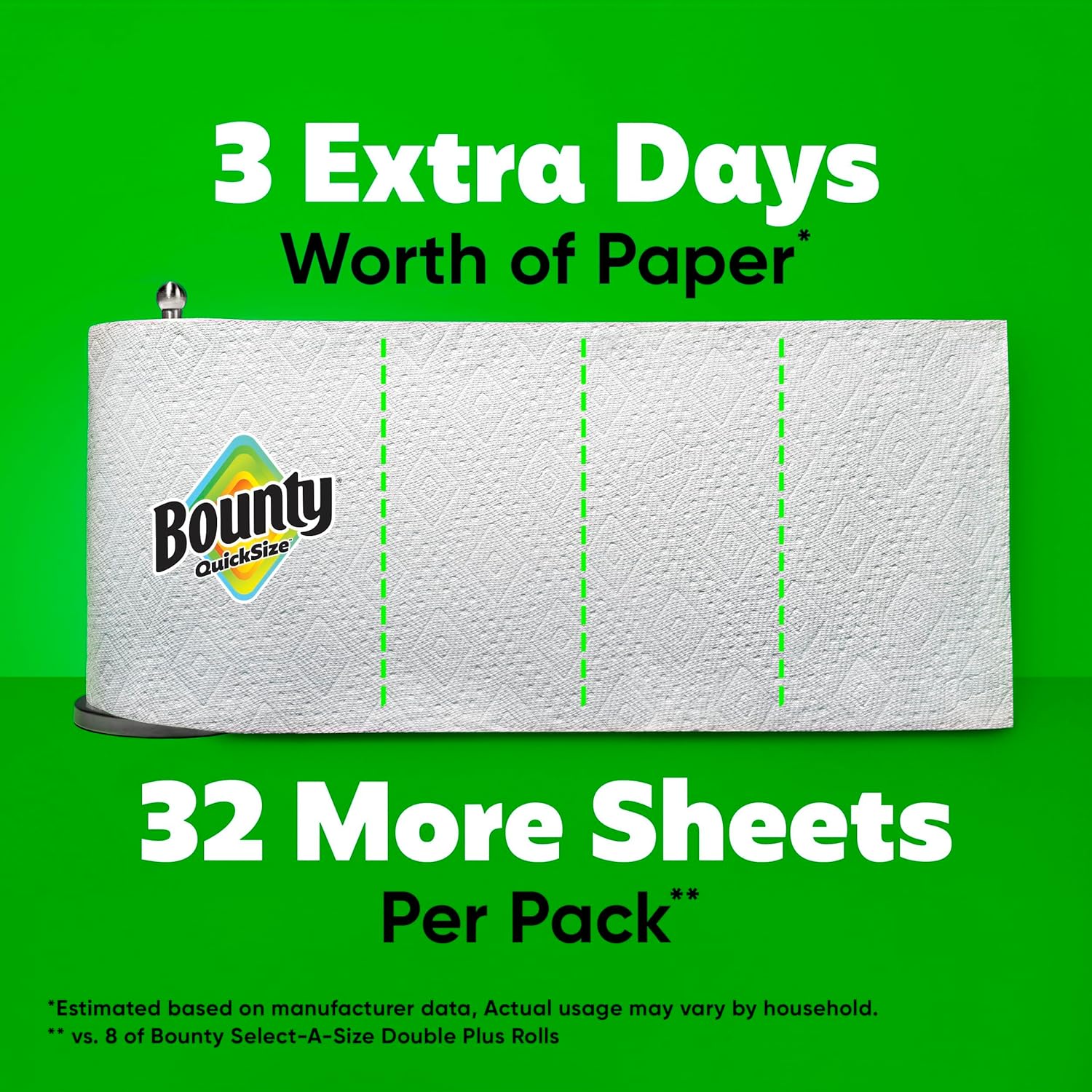 Bounty Quick Size Paper Towels, White, 8 Family Rolls - Image 5