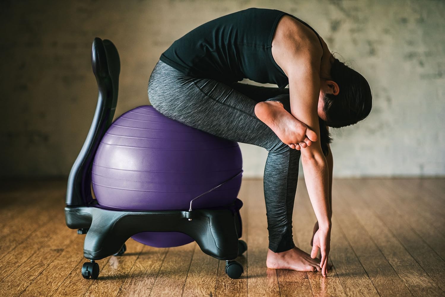 Gaiam Classic Balance Ball Chair – Ergonomic Stability Chair for Desk & Office | Yoga Ball Seat with Base, Air Pump, & Exercise Guide | Improves Posture & Core Strength (300 lb Capacity) - Image 2