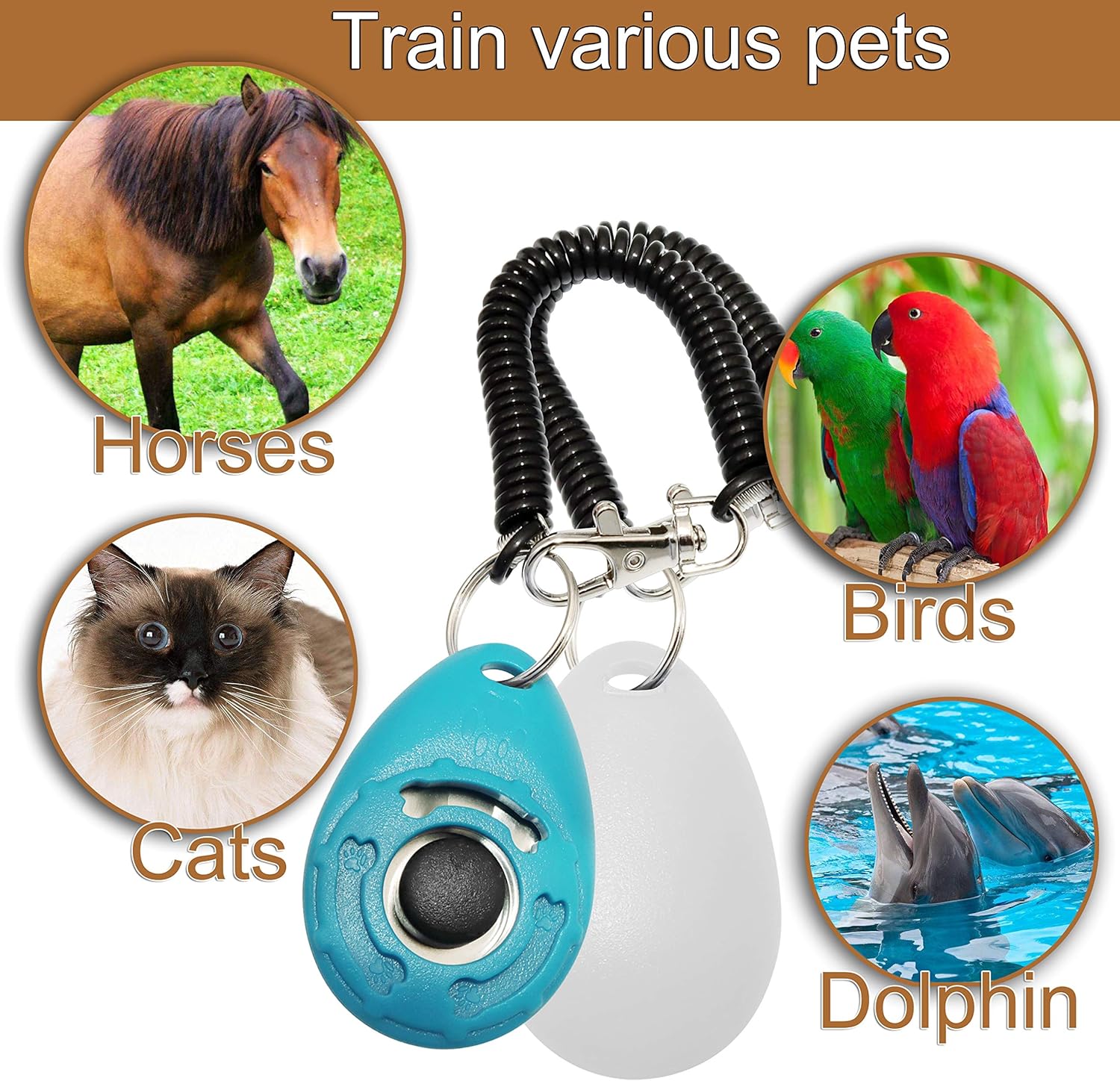 Chadou Training Clicker for Pet Like Dog Cat Horse Bird Dolphin Puppy with Wrist Strap, 2 Pack - Image 4