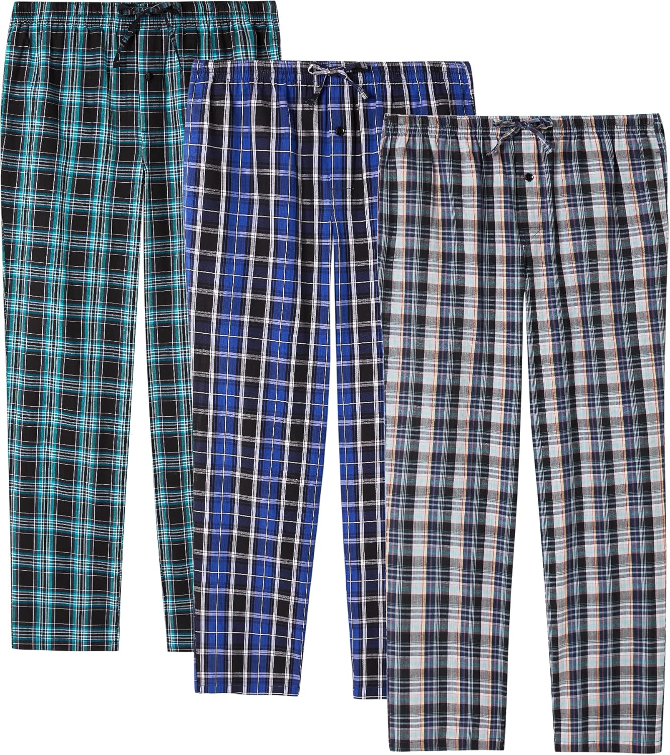 JupiterSecret Mens Pajama Pants Set Cotton Lightweight Plaid Sleep & Lounge Pants, PJ Bottoms with Pockets and Button Fly - Image 7