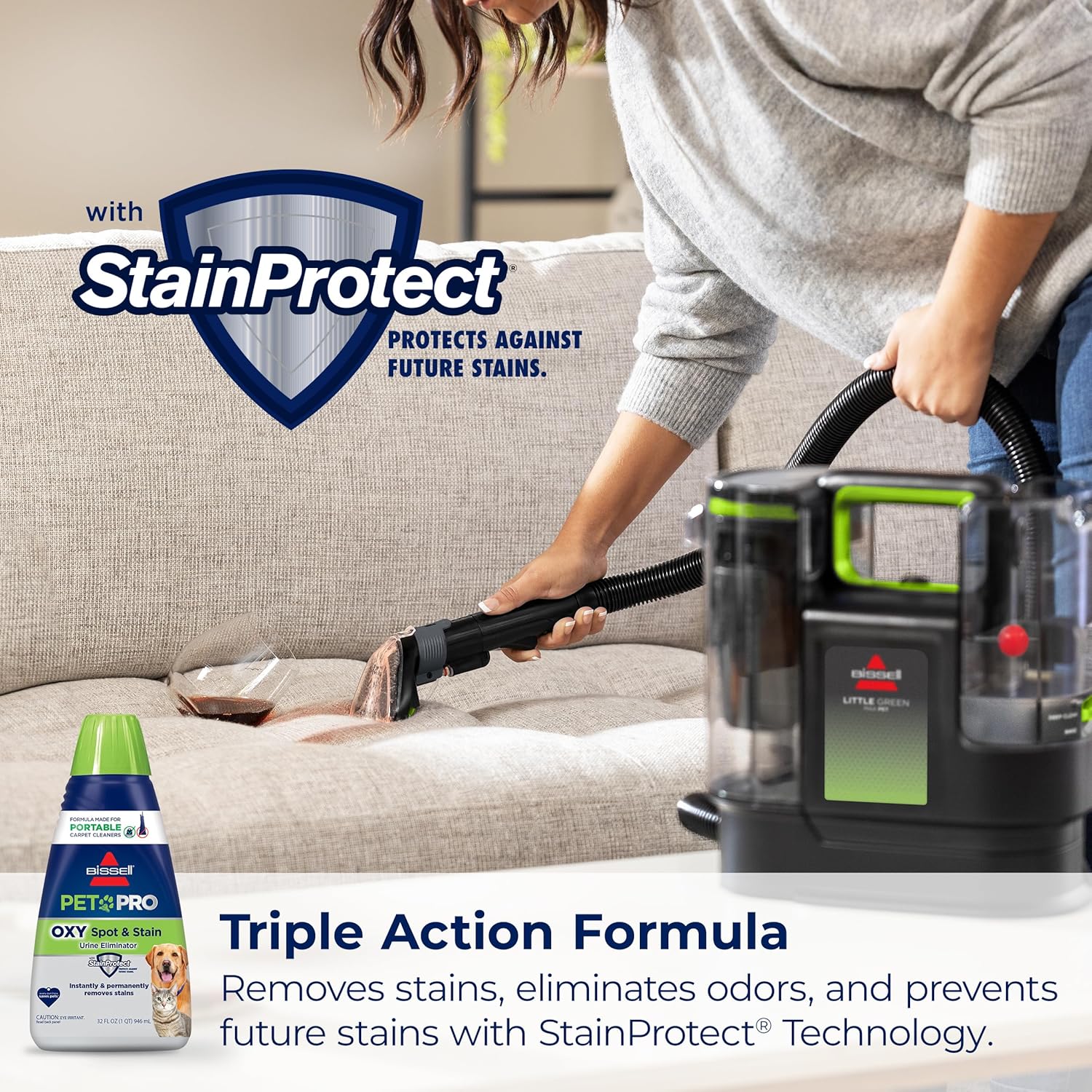 BISSELL® Little Green® Max Pet SmartMix Portable Carpet and Upholstery Deep Cleaner, Car/Auto Detailer, with SmartMix Technology, Self-Cleaning Tough Stain Tool and Pet Hair Removal Tool, 38572 - Image 6