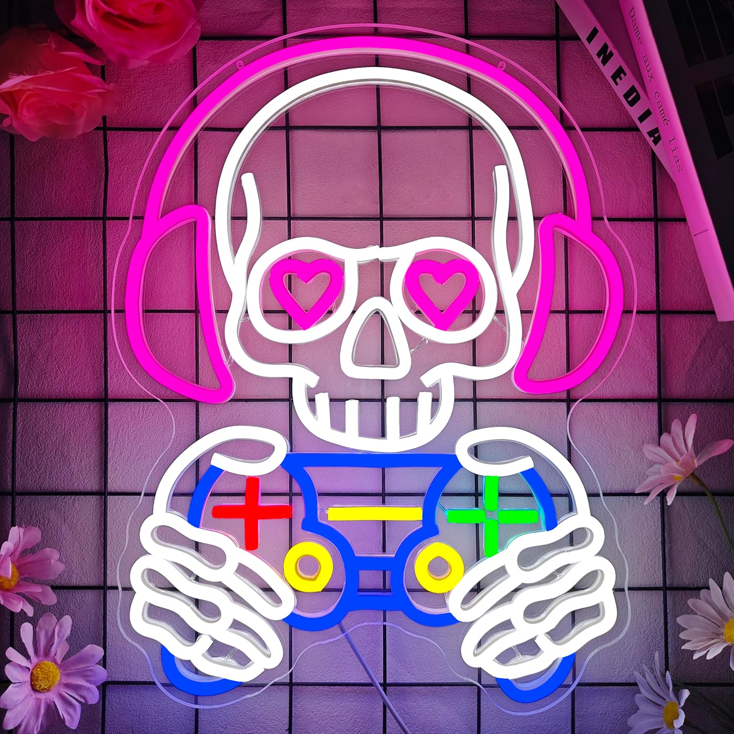 Skull Game Neon Sign Gaming Light Up Sign Dimmbale Skull Led Signs Skeleton Gamer Neon Lights for Man Cave Game Room Decor Gifts for Gamers Boys - Image 4