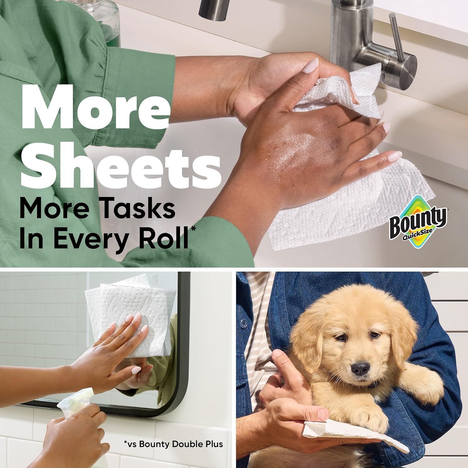 Bounty Quick Size Paper Towels, White, 8 Family Rolls - Image 3