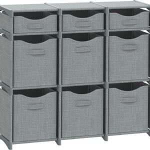 Cube Storage Organizer with Storage Bins Included – The Perfect Closet Organizers and Storage Solution. Includes 9 Storage Cubes, Great For Toy Storage, Closet Storage, Clothes Storage (Grey)