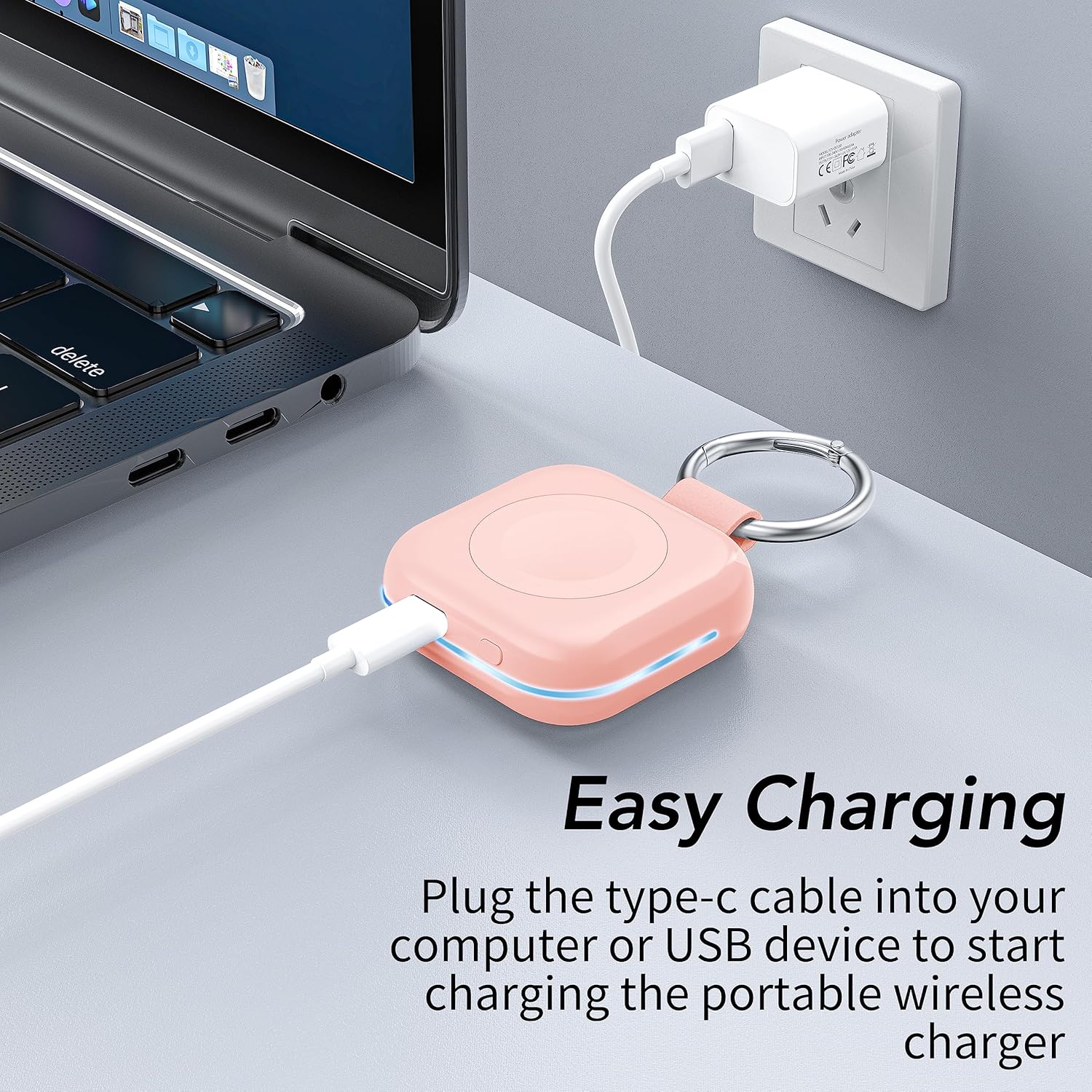 HUOTO Portable Wireless Charger for Apple Watch Accessories,for Apple Watch Series 11/10/9/8/UItra 2/UItra/7/6/5/4/3/2/SE,Compact Magnetic iWatch Charger 1200mAh Power Bank Keychain Travel Style Gift - Image 6