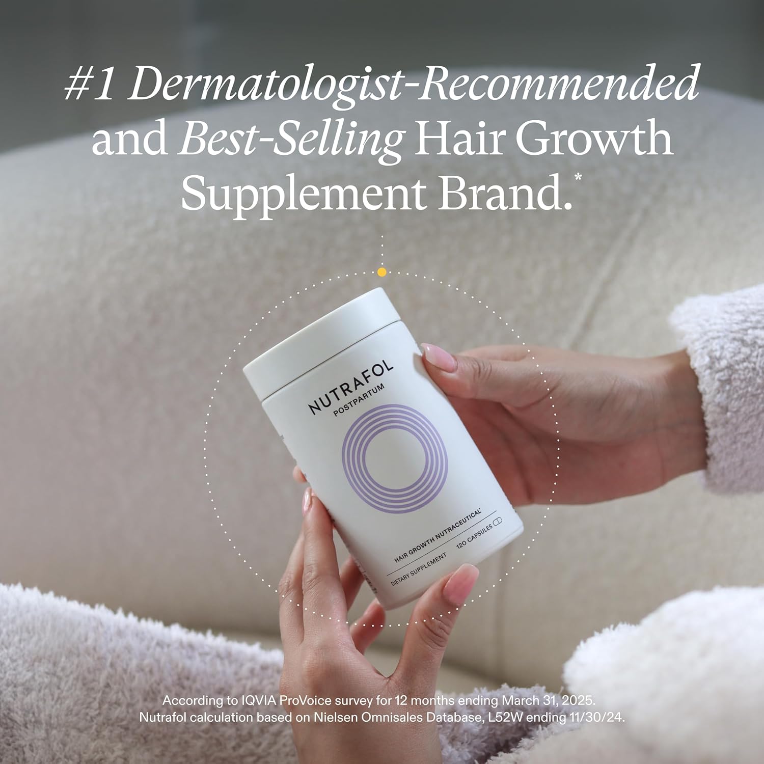 Nutrafol Postpartum Hair Growth Supplements, Clinically Tested for Visibly Thicker Hair and Less Shedding, Breastfeeding-Friendly - 2 Month Supply, 2 Refill Pouches - Image 2