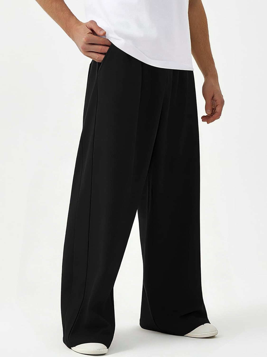 Men's Baggy Sweatpants Wide Leg Elastic Waist Athletic Joggers Loose Lounge Pants with Pockets - Image 4