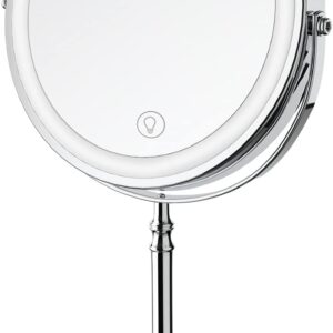 DEIOVWXS Makeup Mirror, 3000mAh Rechargeable Double-Sided Magnifying Vanity Mirror with 3 Colors, 1X/10X, Adjustable Brightness, Gifts for Mom, Mothers Day, Women, Wife, Girls, Dorm Room Essential