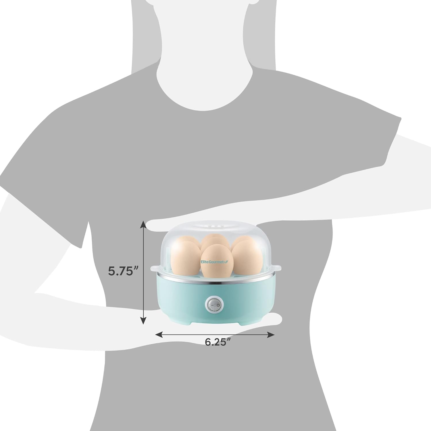 Elite Gourmet EGC115M Easy Egg Cooker Electric 7-Egg Capacity, Soft, Medium, Hard-Boiled Egg Cooker with Auto Shut-Off, Measuring Cup Included, BPA Free, Retro Mint - Image 6