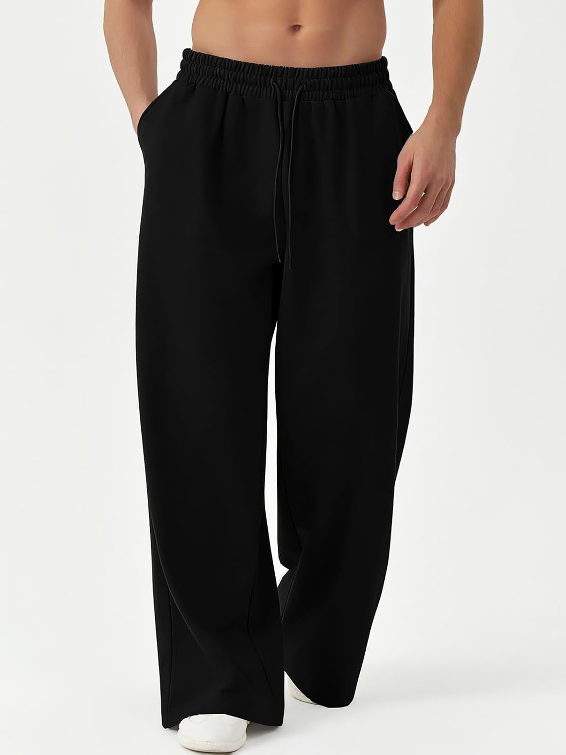 Men's Baggy Sweatpants Wide Leg Elastic Waist Athletic Joggers Loose Lounge Pants with Pockets - Image 7