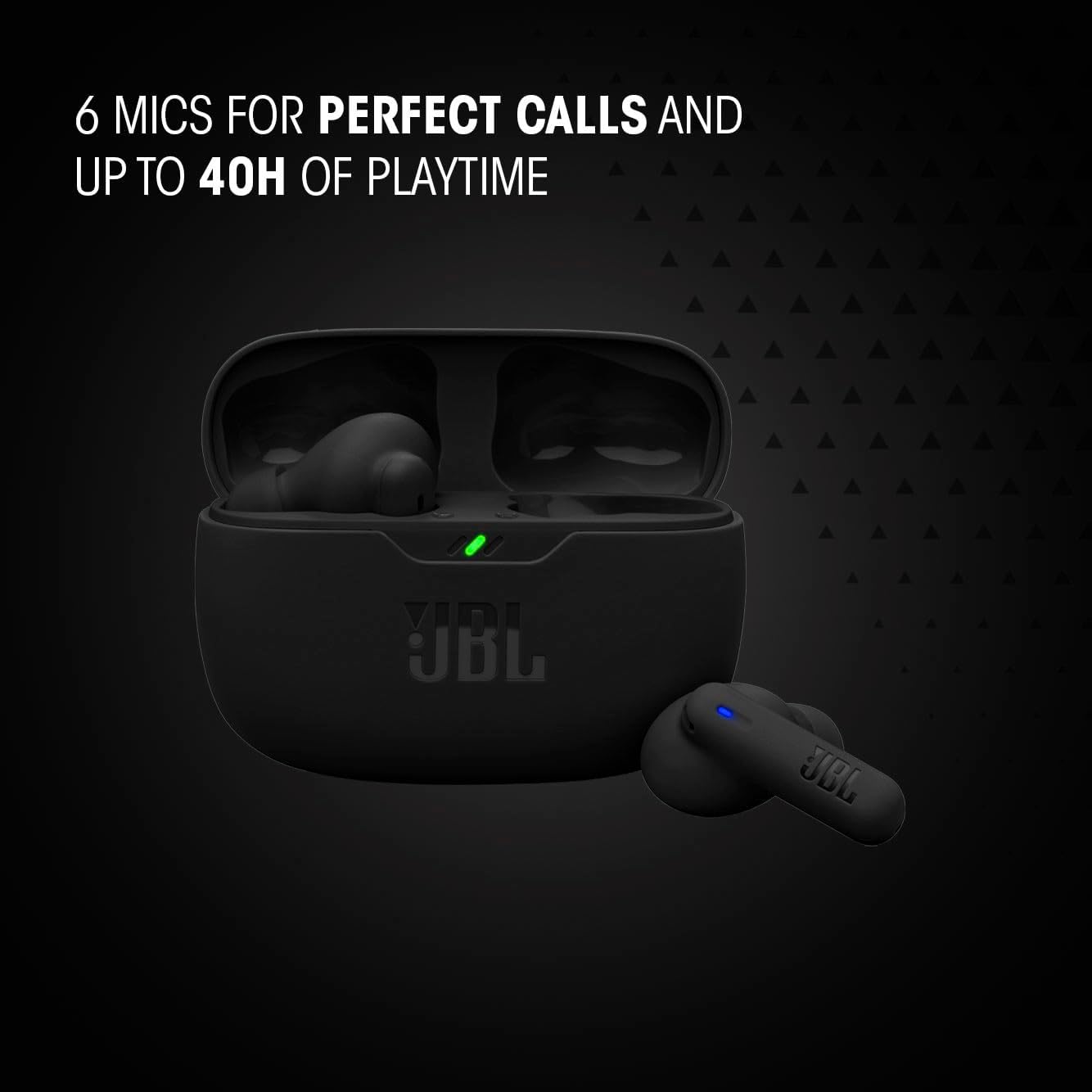 JBL Vibe Beam 2 - True Wireless Noise Cancelling Earbuds with JBL Pure Bass Sound & Smart Ambient technology, 4mics for crisp, clear calls, up to 40Hrs of Playback, IP54 Dust & Water resistant (Black) - Image 5