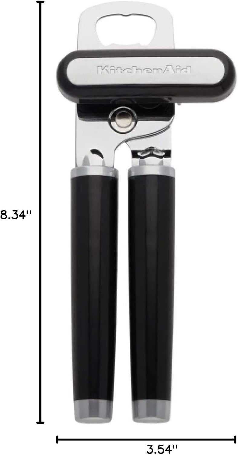 KitchenAid Classic Multifunction Can Opener and Bottle Opener Easy to Use, Razor Sharp Stainless Steel Cutting Wheel, Soft Ergonomic Handles, Black - Image 8