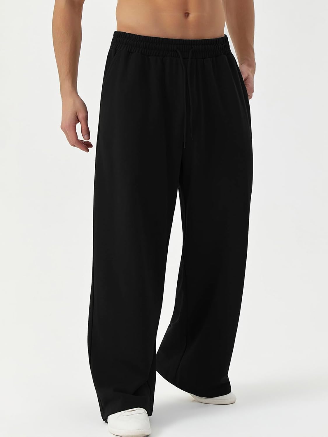 Men's Baggy Sweatpants Wide Leg Elastic Waist Athletic Joggers Loose Lounge Pants with Pockets - Image 5