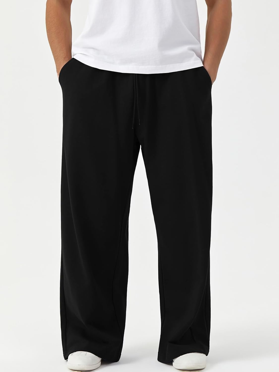 Men's Baggy Sweatpants Wide Leg Elastic Waist Athletic Joggers Loose Lounge Pants with Pockets - Image 3