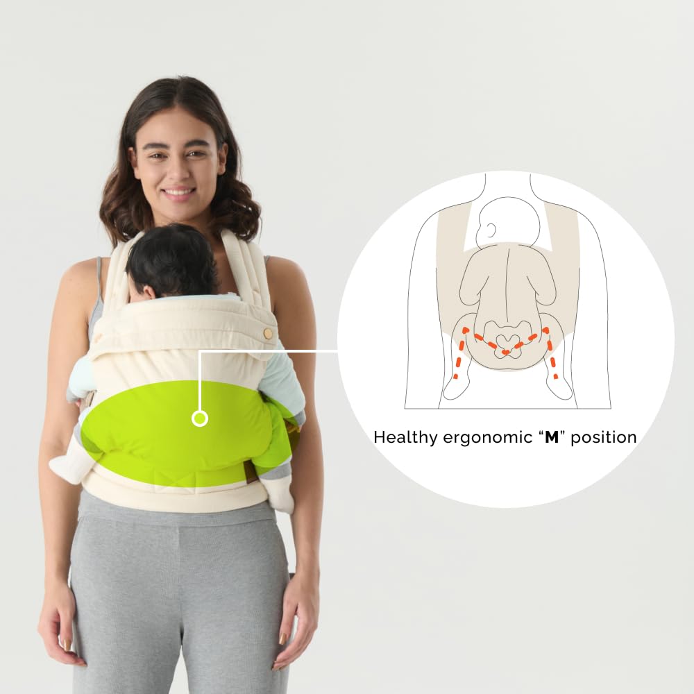 Ergonomic Baby Carrier Newborn to Toddler, Lightweight & Breathable Cotton Infant Carrier for Hands Free Comfort (Off White) - Image 3