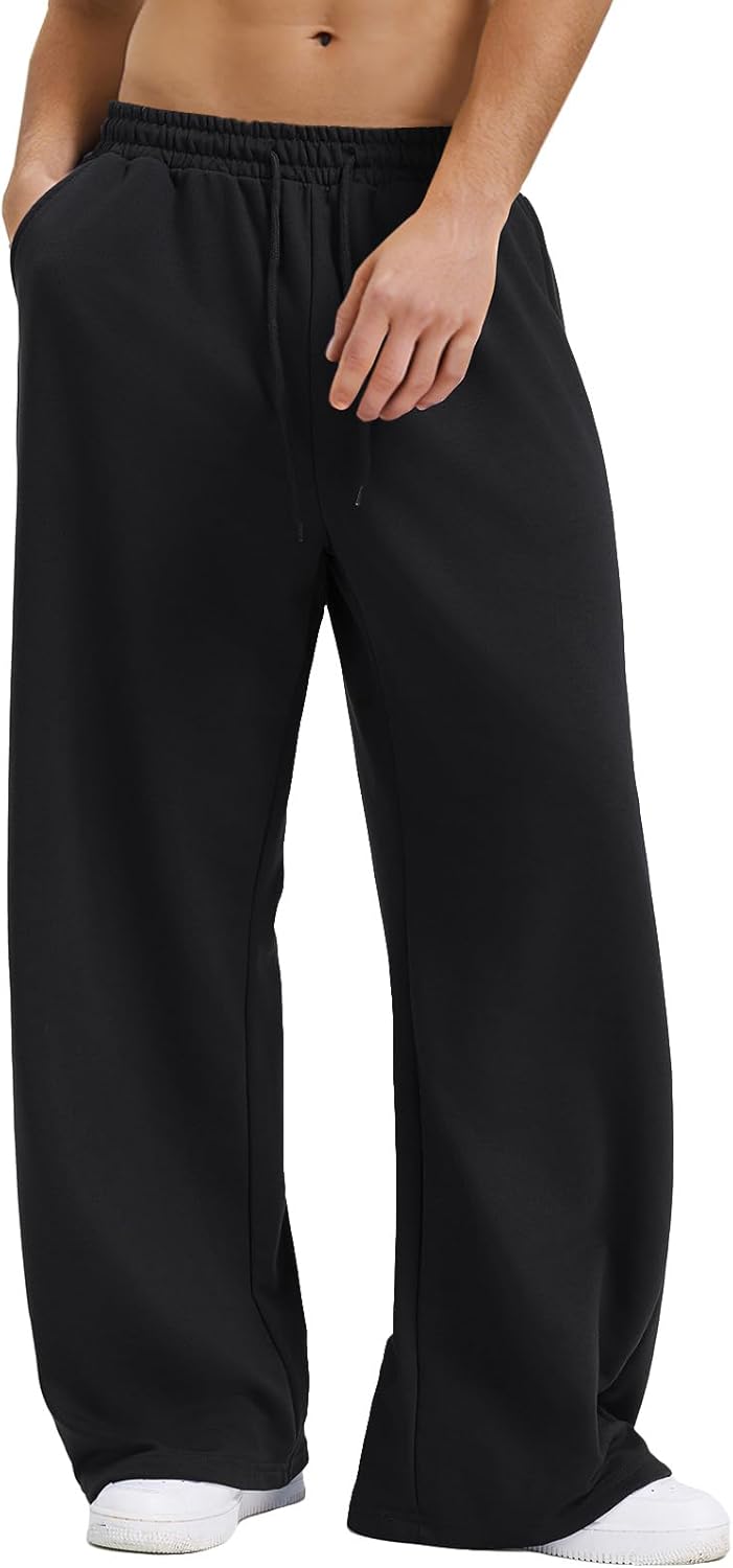 Men's Baggy Sweatpants Wide Leg Elastic Waist Athletic Joggers Loose Lounge Pants with Pockets - Image 2