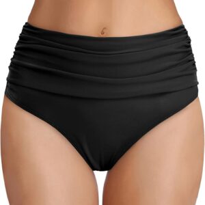Tempt Me Women’s High Waisted Bikini Bottom Tummy Control Ruched Bathing Suit Swim Bottom