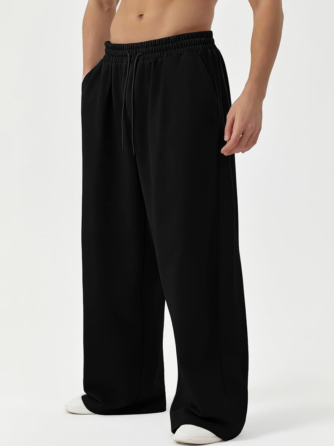 Men's Baggy Sweatpants Wide Leg Elastic Waist Athletic Joggers Loose Lounge Pants with Pockets - Image 8